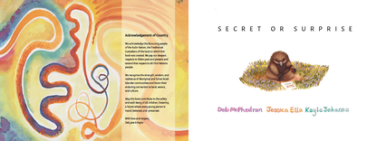 Secret or Surprise title page with an illustrated echidna, beside the Acknowledgement of Country